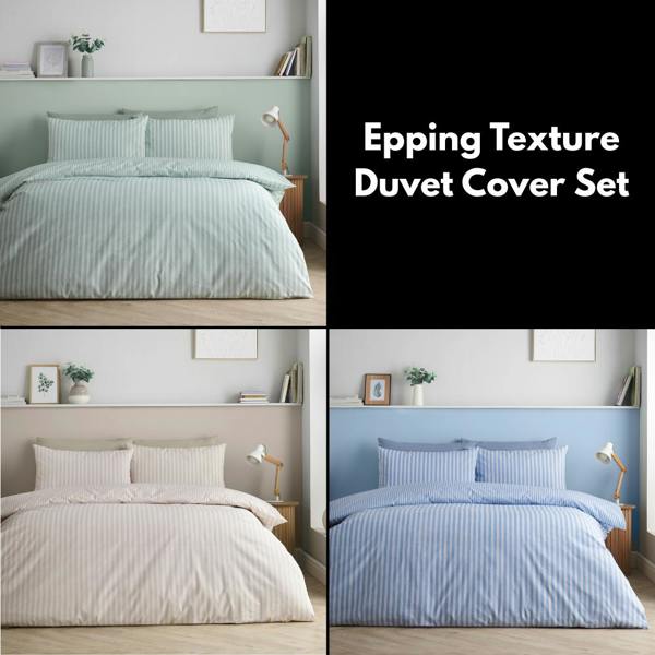 Epping Textured Stripe Natural Duvet Cover Set