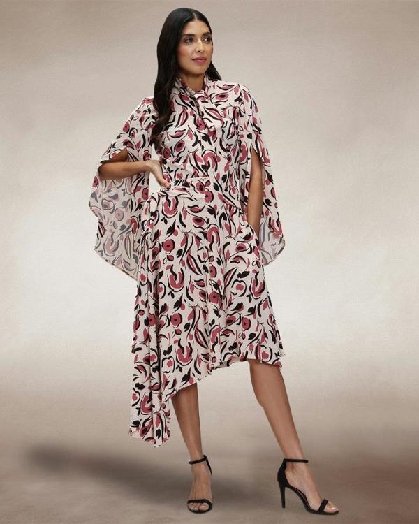 HotSquash Asymmetric Hem Skirt with Bow Ties