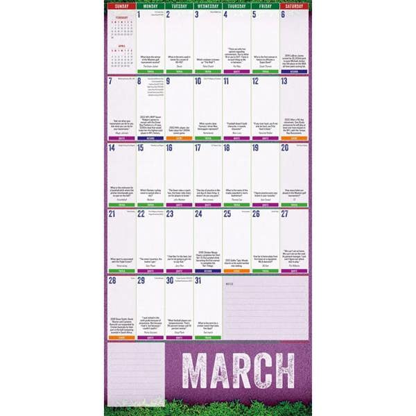Sports Facts And Trivia Calendar 2027, Wall Calendars, Month To View, Sports, Gift