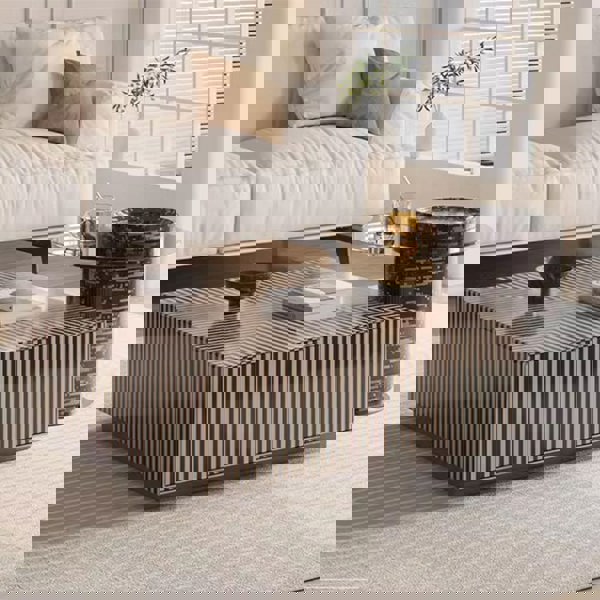 Bris Coffee Table Set, Square Coffee Table With Side Table-Rit Concept-Rit Concept