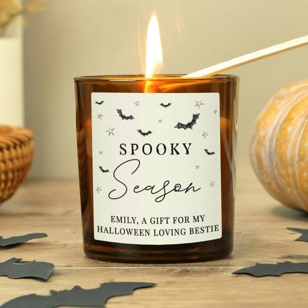 Personalised Memento Company Personalised Spooky Amber Glass Candle