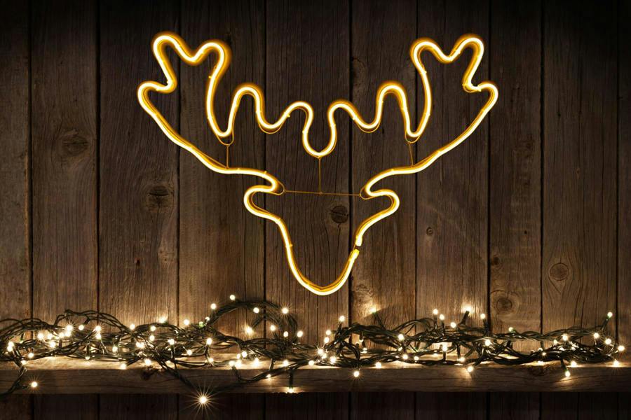 Stag Head Neon Effect Rope Light Silhouette with 90 Warm White LEDs for Indoor and Outdoor Display image 4