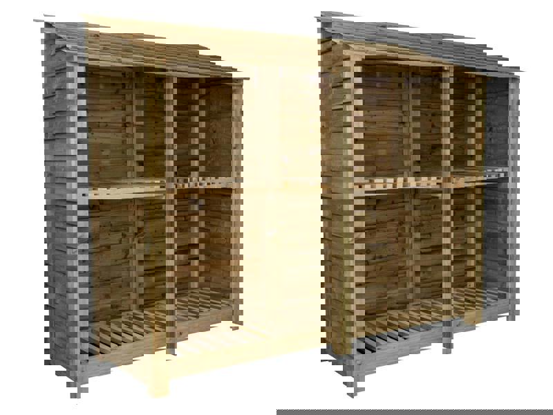 Arbor Garden Solutions Wooden Log Store with Shelf W-227cm, H-126cm or 180cm, D-88cm