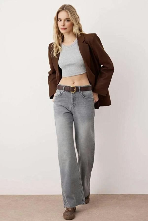 WOVCOR High Waist Comfort Cut Wide Leg Palazzo Jeans