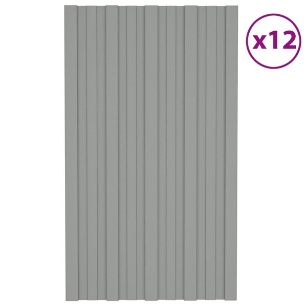 Berkfield Roof Panels 12 pcs Galvanised Steel Grey 80x45 cm