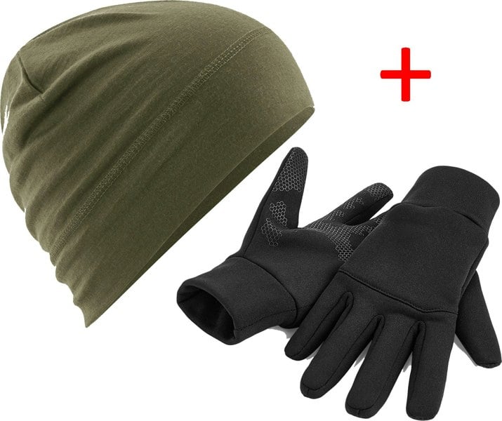 Beechfield Adult Beechfield Merino Wool Beanie & Gloves Bundle