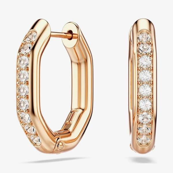 Swarovski Dextera Rose Gold Tone Crystal Hoop Earrings 5743798