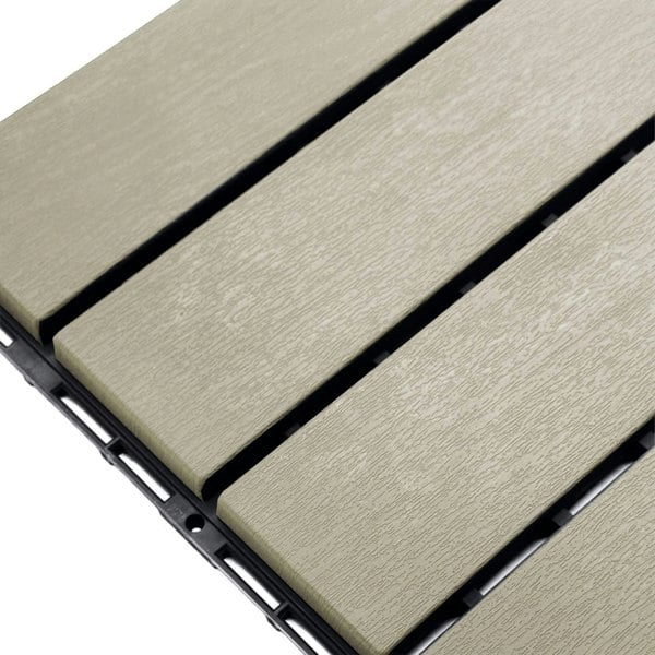 Oseasons Polydeck (Pack of 12) Woodgrain-Effect 30x30cm Decking Tiles in Beige