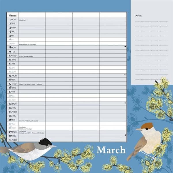 RSPB, Illustrated Household Organiser 2027, Family Planners, Month To View, Animals, Gift
