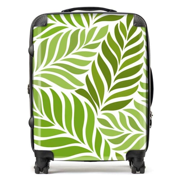 Warren Reed Green Leaf Pattern Suitcase