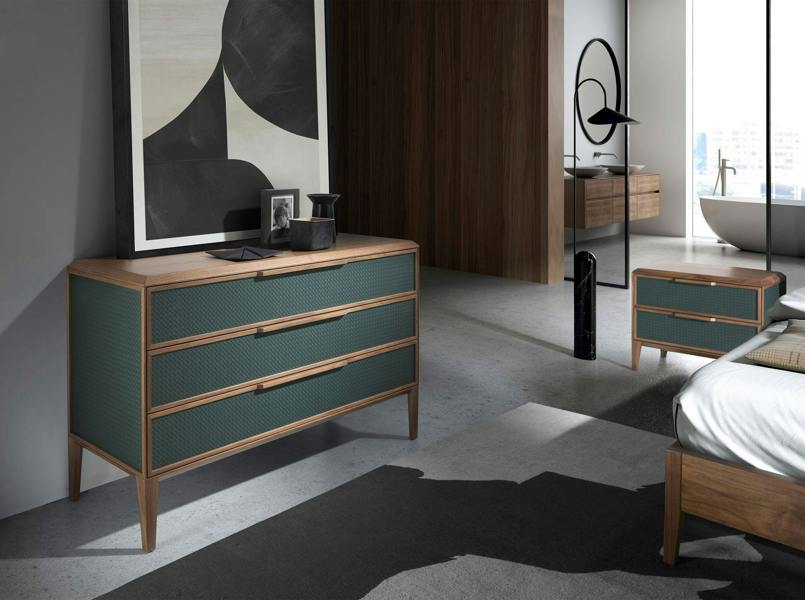 Angel Cerdá Dark green and walnut pvc chest of drawers 7150
