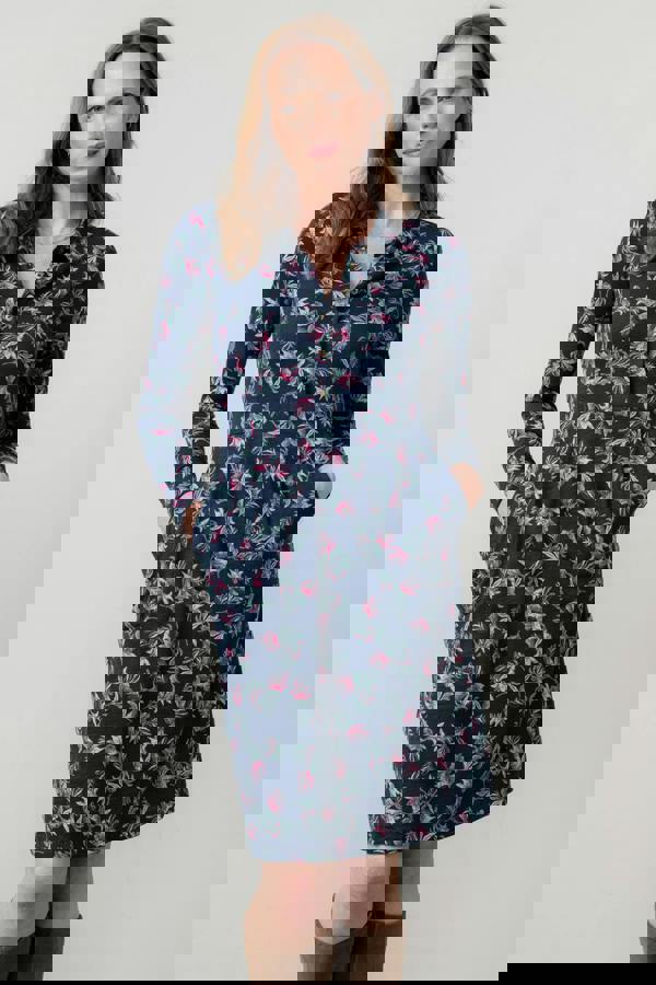 Elmore Organic Cotton Jersey Shirt Dress Navy | Lily and Me Clothing