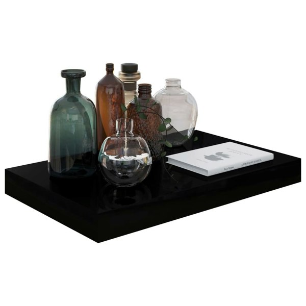 Berkfield Floating Wall Shelves 2 pcs High Gloss Black 40x23x3.8 cm MDF