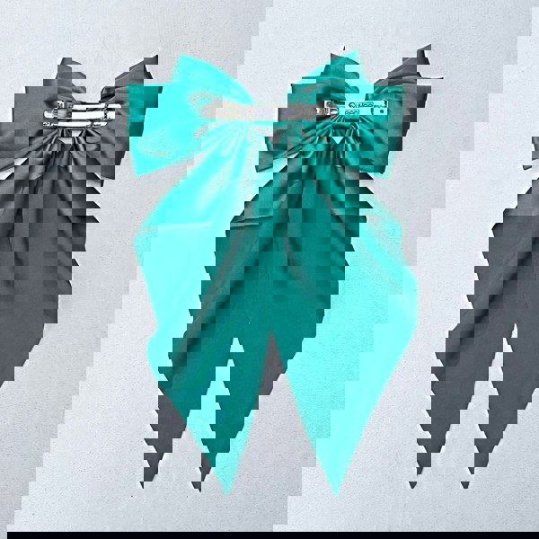 Green Satin Hair Bow Green Hair Clip Long Bow Barrette