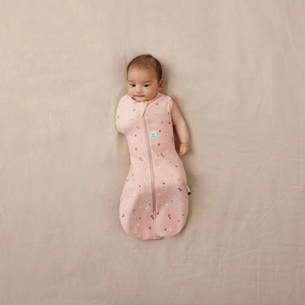 Organic Summer Cocoon Swaddle Sleeping Bag - Pink Daisies - 0.2 TOG