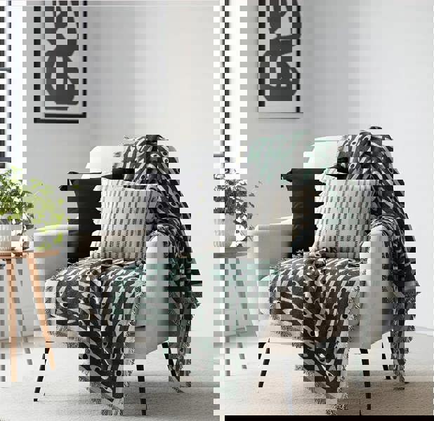 Anysox Anycozy Faux Cashmere Throw Blanket Green Snake Pattern 130x160cm