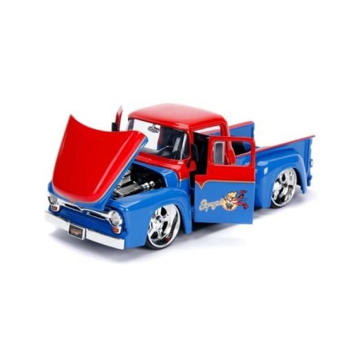 dc bombshells supergirl figure and 1956 ford f-100 pickup 1:24 jada