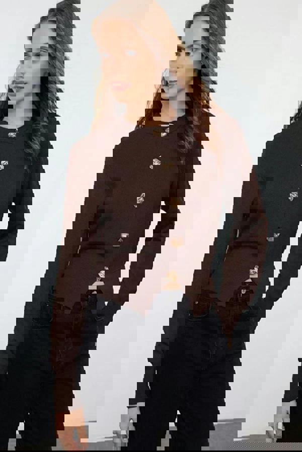 WOVCOR Premium Yarn Crop Knit Cardigan with Rose Button Detail