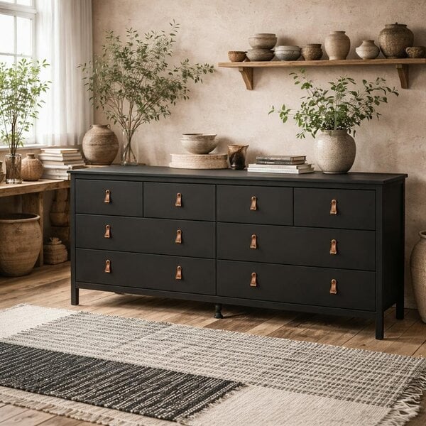 Wyld Haus Wildberry Matt Black Double Dresser 8 Drawers