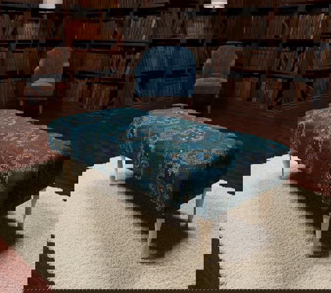 ISTOOLS Premium Loop Floral Green Pattern Footstool – Versatile Ottoman Bench & Coffee Table