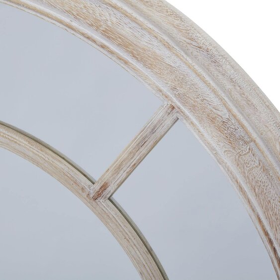 Wyld Haus White Washed Round Window Pane Wall Mirror