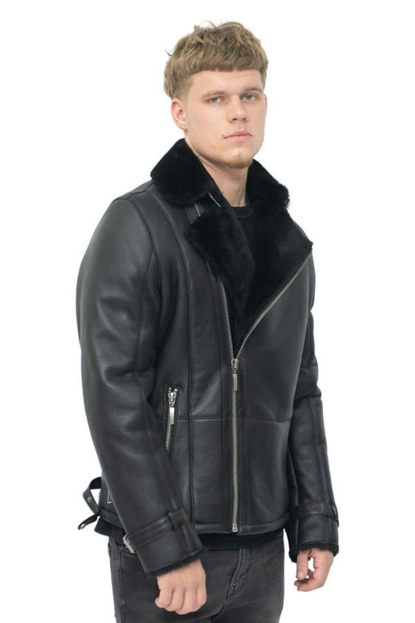 Infinity Leather Mens Double Breasted Sheepskin Leather Biker Jacket-Heathfield
