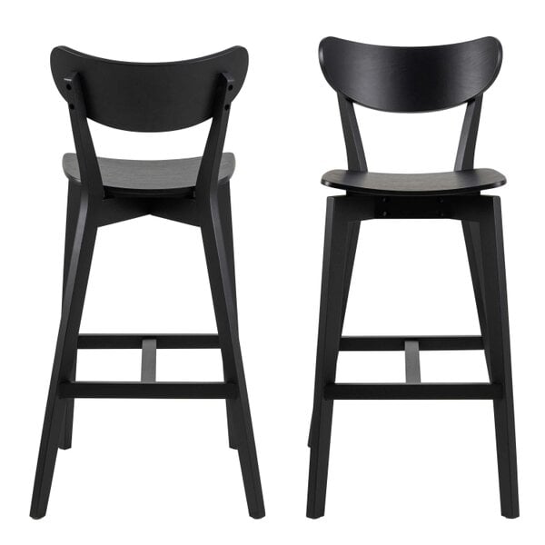 Wyld Haus Set of 2 Saffron Black Wooden Bar Stools