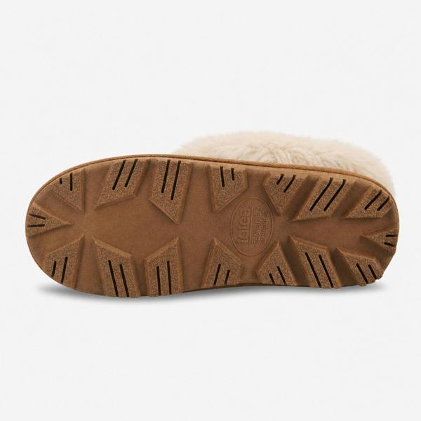 Totes SUEDE BOOTIE WITH FUR CUFF Slipper Boots Slipper Boots   in  Tan