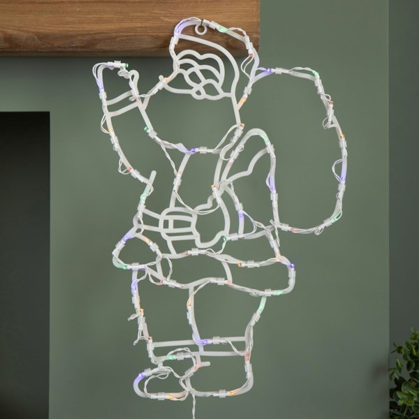 Samuel Alexander 44cm Battery Powered Light up Hanging Christmas Santa with Multi-Coloured  Multi-Action LEDs