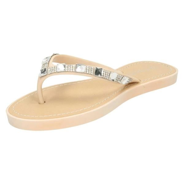 Savannah Ladies Savannah Sequin Toe Post Flip Flop Sandal