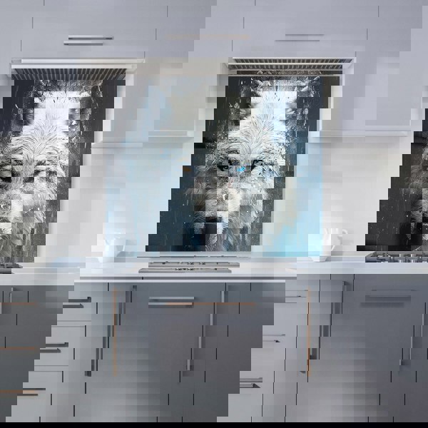 Warren Reed - Designer White Wolf Face Splashart Kitchen Splashback