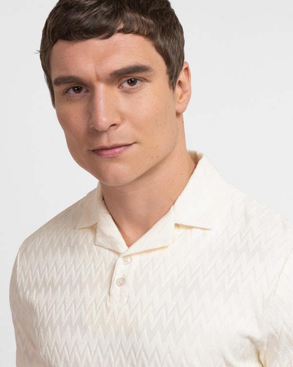Steel & Jelly Beckton - Zigzag Textured Polo Shirt