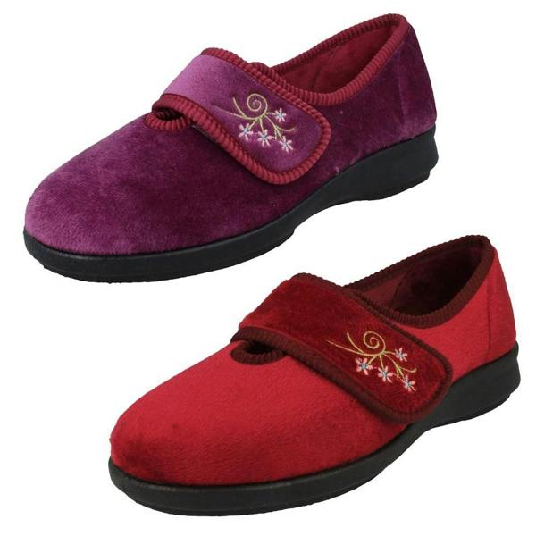 DB Shoes Ladies DB Shoes 2V Fitting Strap Fastening Slippers Caroline 2