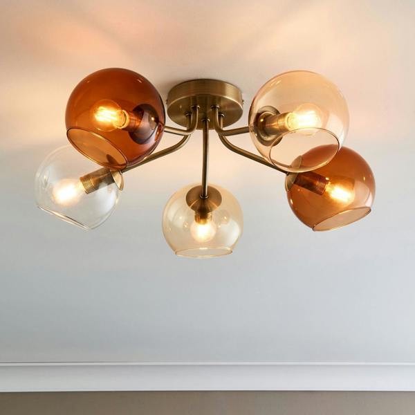 Pagazzi Lighting Branco 5 Light Antique Brass Semi Flush Ceiling Light