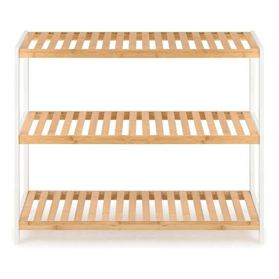 Neo White Natural 3-Tier Bamboo Shoe Rack Stand Natural Wooden Shoe Storage Shelf for Hallway Bedroom Bathroom
