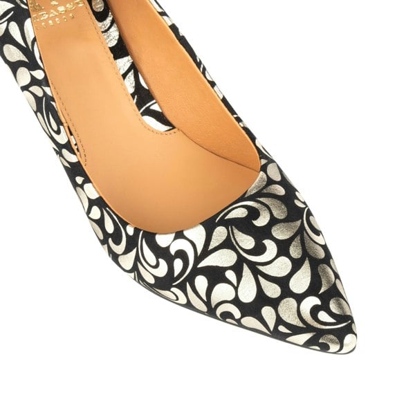 Embassy London Sophia Hollywood - Gold - Women's pointed 3 inch heel pump in black and gold leather