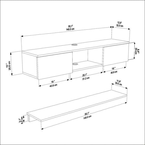 Decorotika Elia Modern Tv Stand TV Cabinet for TV's up to 60"