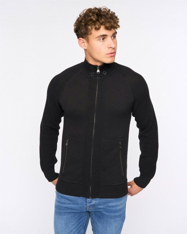 Crosshatch Birchin Zip Thru Knit Black