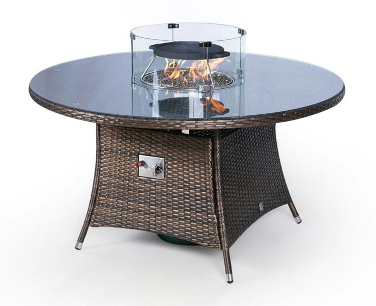 Giardino Fire Pit 6 Seater Round Rattan Dining Table