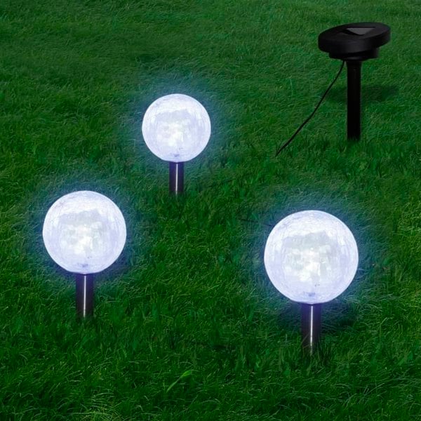 Berkfield Solar Bowl 3 LED Garden Lights with Spike Anchors & Solar Panel