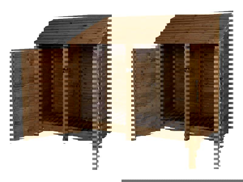 Arbor Garden Solutions Wooden Log Store with Door W-146cm, H-126cm or 180cm, D-88cm - Brown Finish