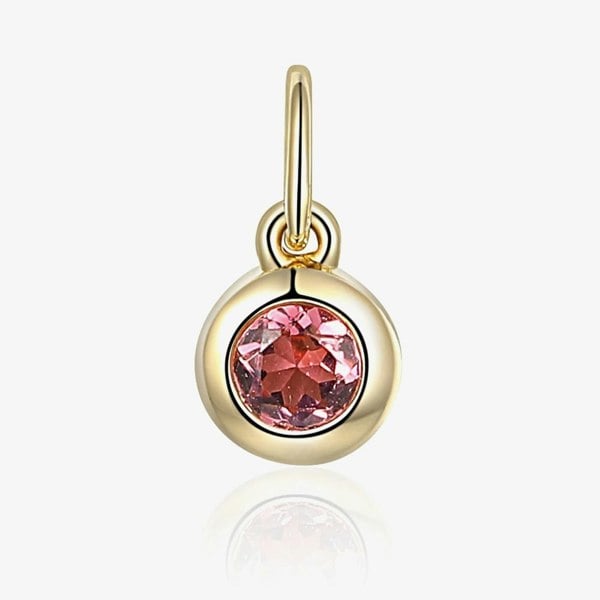 T. H. Baker 9ct Yellow Gold 0.17ct Pink Tourmaline Birthstone Bubble Charm NTCH409PTOUR-9YG