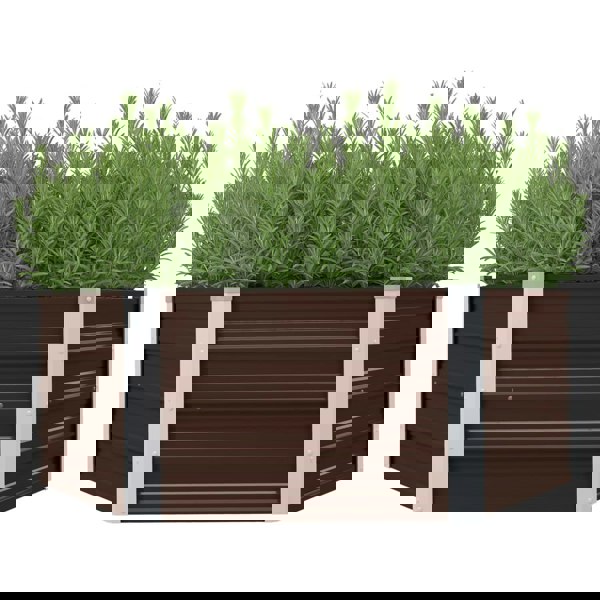 Berkfield Raised Garden Bed Brown 129x129x46 cm Galvanised Steel