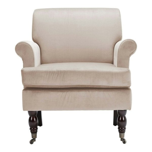 Contemporary Velvet upholstered Armchair with Casters Armchair Living and Home