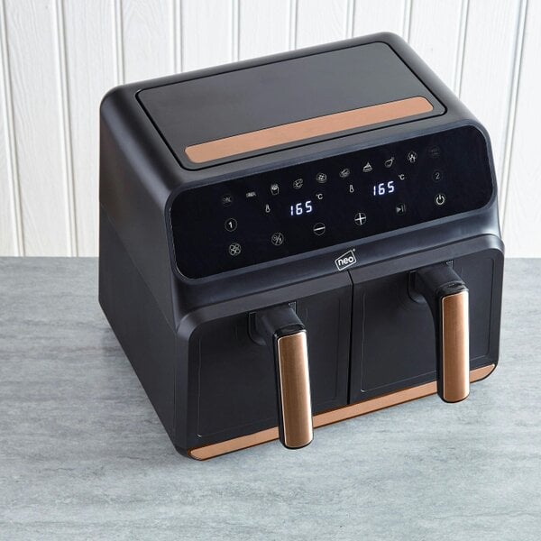 Neo Digital Electric Air Fryer Black & Copper 8.5L with Dual Drawer