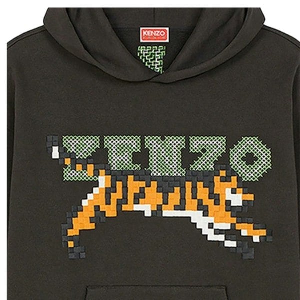 Kenzo Paris Digital Tiger Design Black Hoodie S