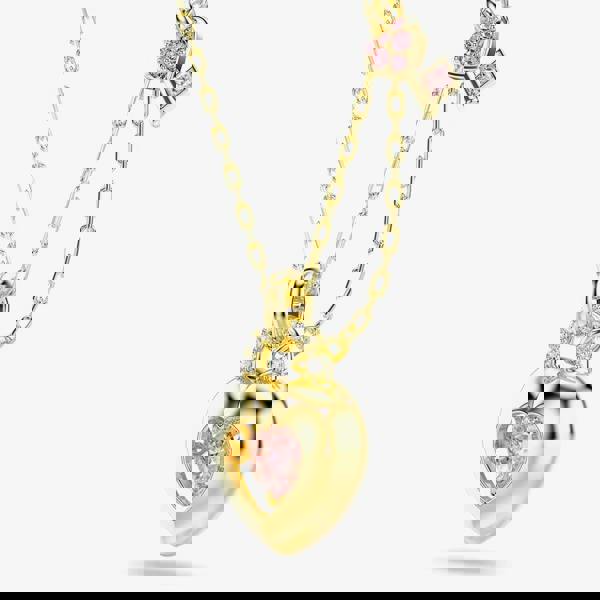 Swarovski Idyllia Gold Tone Plated Pink Heart Key Necklace 5737288