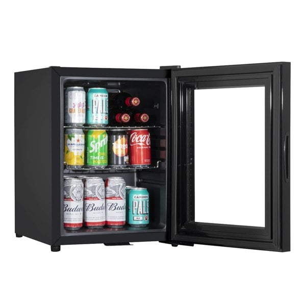 40L Freestanding Worktop Wine Beer Drinks Fridge Cooler - BLACK & GLASS Door - LoopsDirect