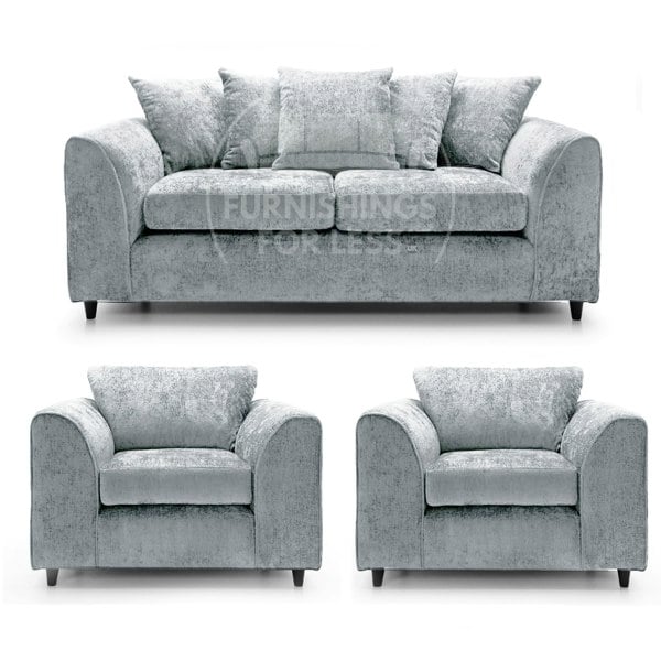 Furnishings For Less Monaco Chenille Fabric 3 Seater and 2 Armchairs