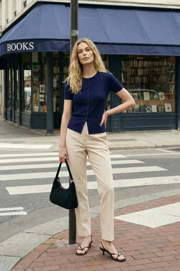 WOVCOR Crew Neck Thin Knit Blouse